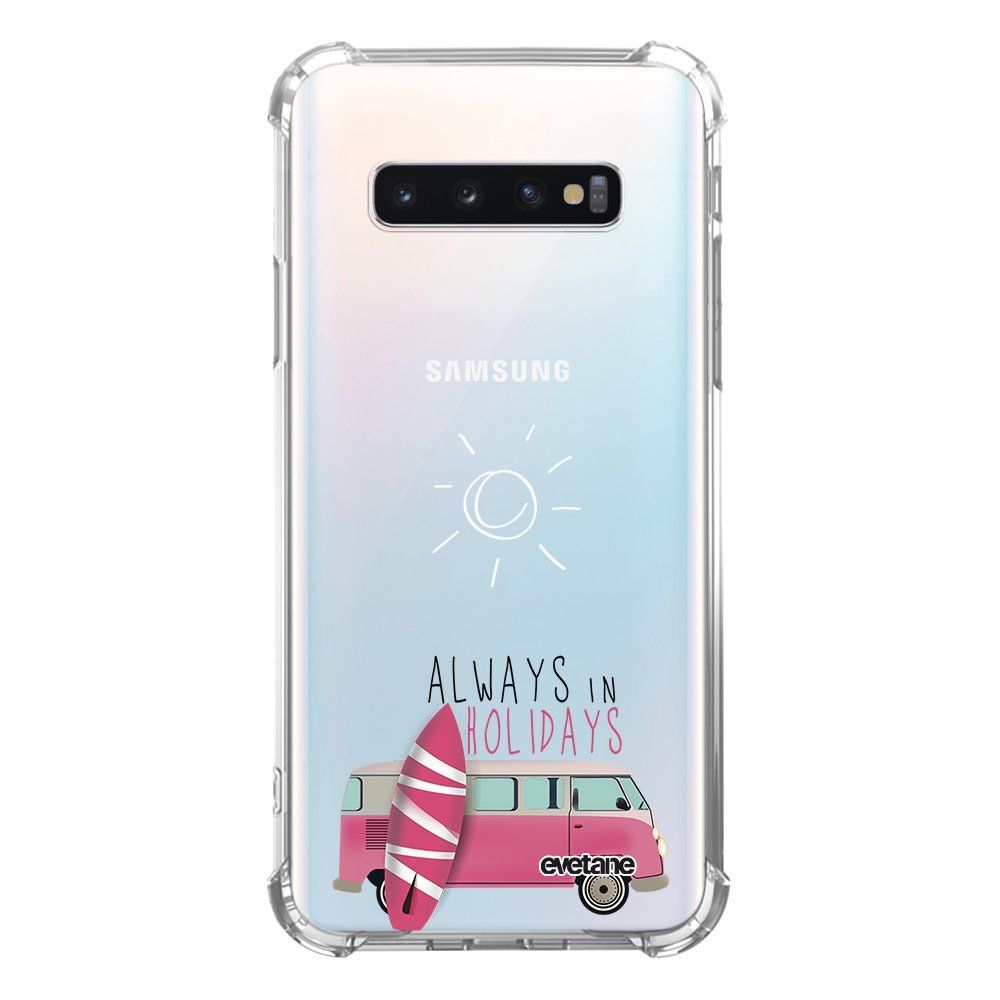Evetane - Coque Samsung Galaxy S10 Plus anti-choc souple avec angles renforcés transparente Always in holidays Evetane - Coque, étui smartphone