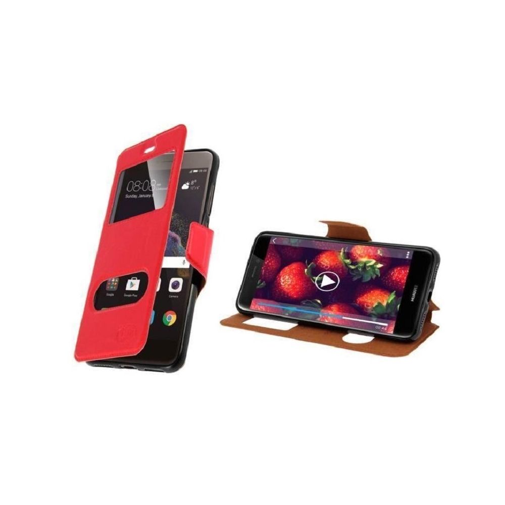 marque generique - Housse Clapet Folio Fenetre Rouge Interieur Silicone pour Huawei P10 - Coque, étui smartphone