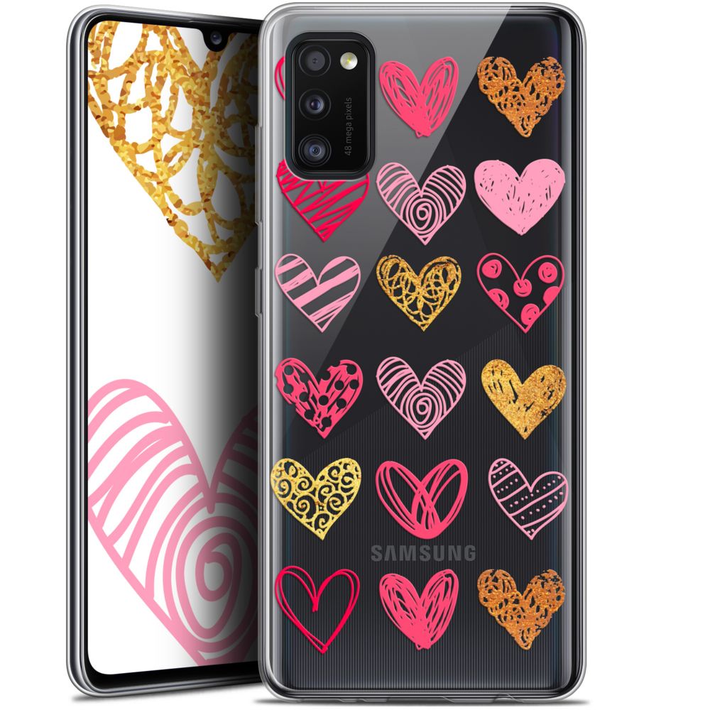 Caseink - Coque Pour Samsung Galaxy A41 (6.1 ) [Gel HD Collection Sweetie Design Doodling Hearts - Souple - Ultra Fin - Imprimé en France] - Coque, étui smartphone