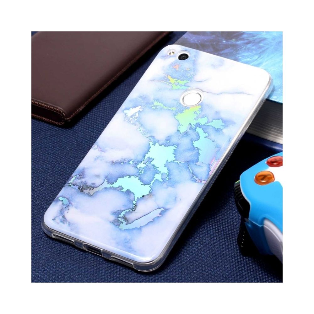 Wewoo - Coque bleu pour Huawei P8 Lite 2017 Motif Marbre TPU Souple Housse de Protection Arrière - Coque, étui smartphone