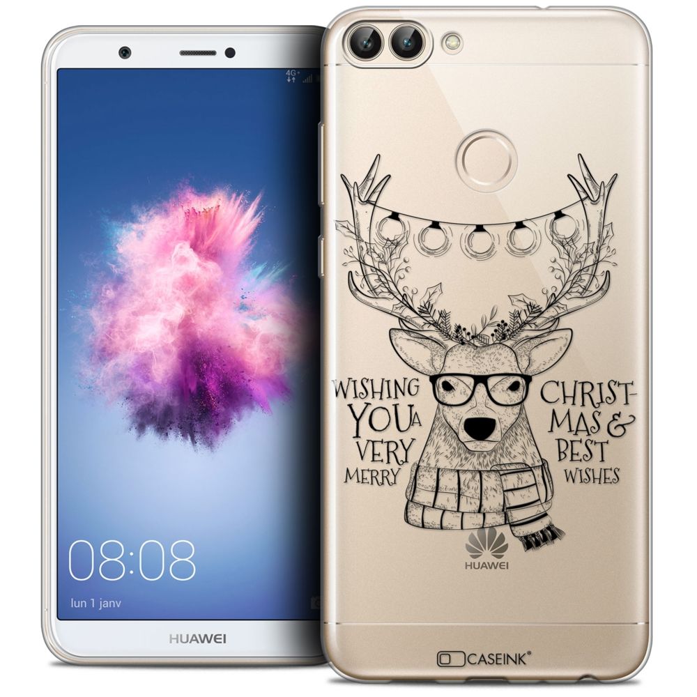 Caseink - Coque Housse Etui Huawei P Smart (5.7 ) [Crystal Gel HD Collection Noël 2017 Design Cerf Hipster - Souple - Ultra Fin - Imprimé en France] - Coque, étui smartphone