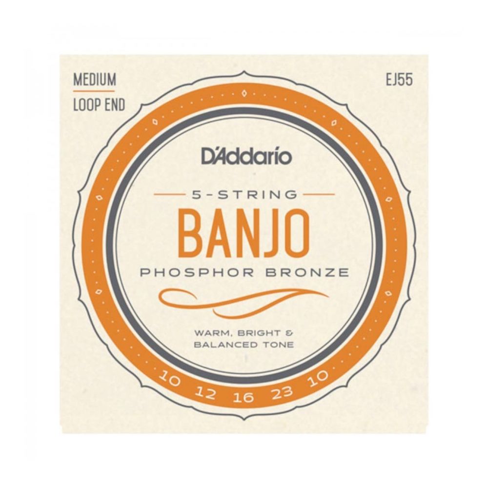 D'Addario - D'Addario EJ55 Phosphor Bronze Medium 10-23 - Jeu de 5 cordes Banjo - Accessoires instruments à cordes