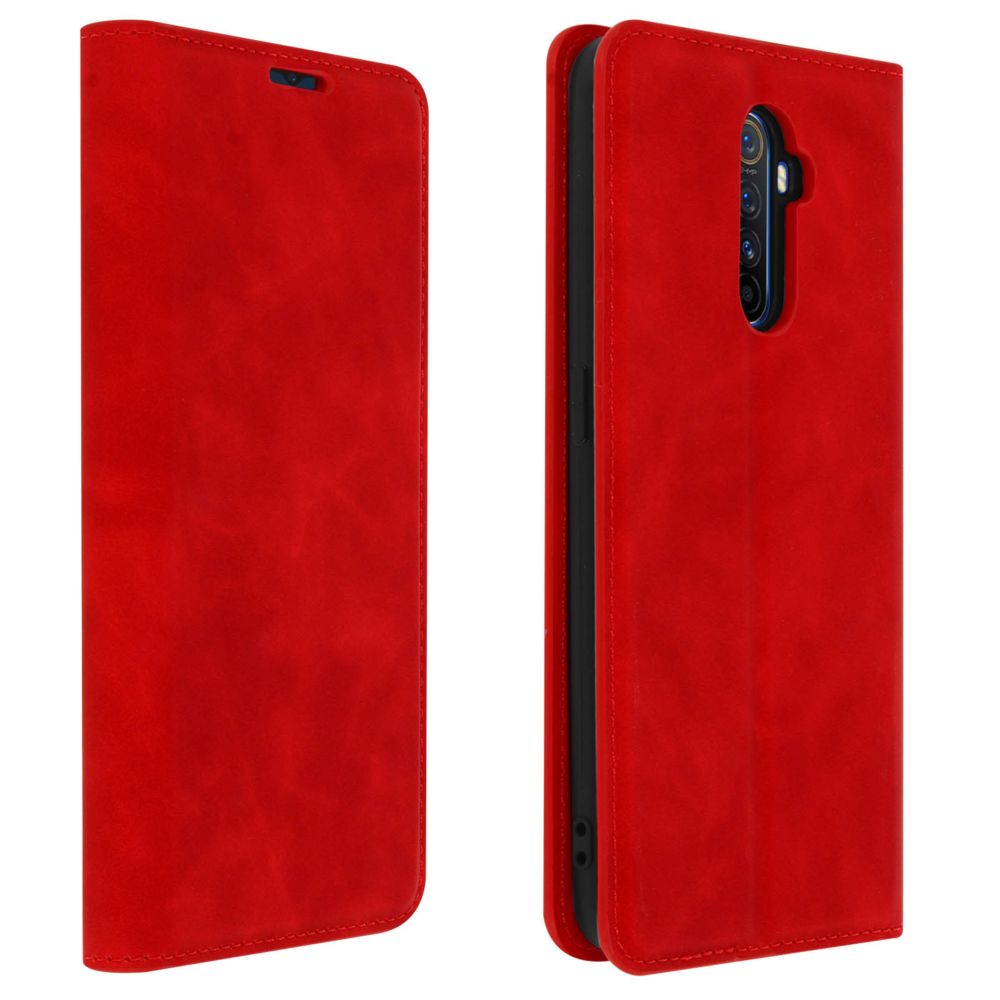 Avizar - Housse Realme X2 Pro Étui Folio Soft Touch Porte-carte Fonction Support Rouge - Coque, étui smartphone