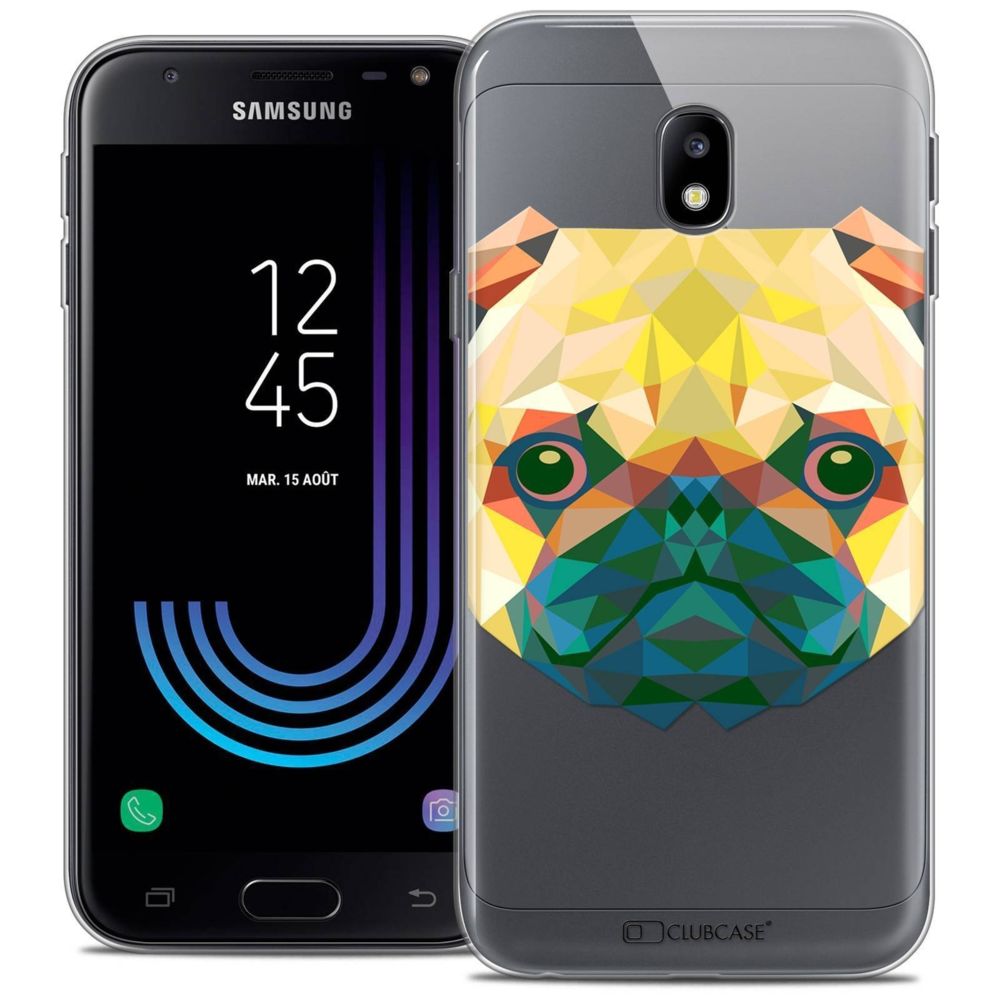 Caseink - Coque Housse Etui Samsung Galaxy J3 2017 J320 (5 ) [Crystal Gel HD Polygon Series Animal - Souple - Ultra Fin - Imprimé en France] Chien - Coque, étui smartphone