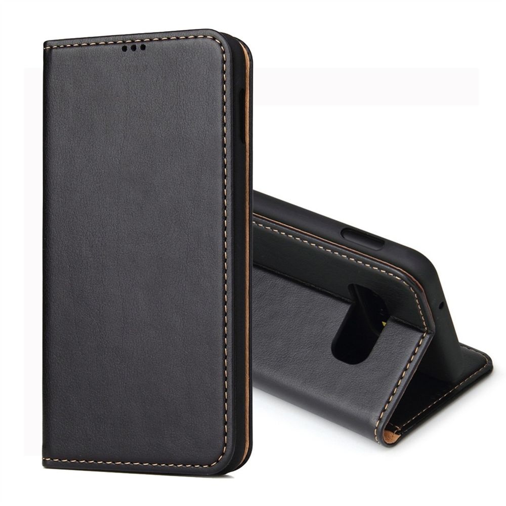Wewoo - Housse Étui Coque en cuir à rabat horizontal PU avec texture pour le derme Galaxy S10 Eavec porte-cartes et noir - Coque, étui smartphone