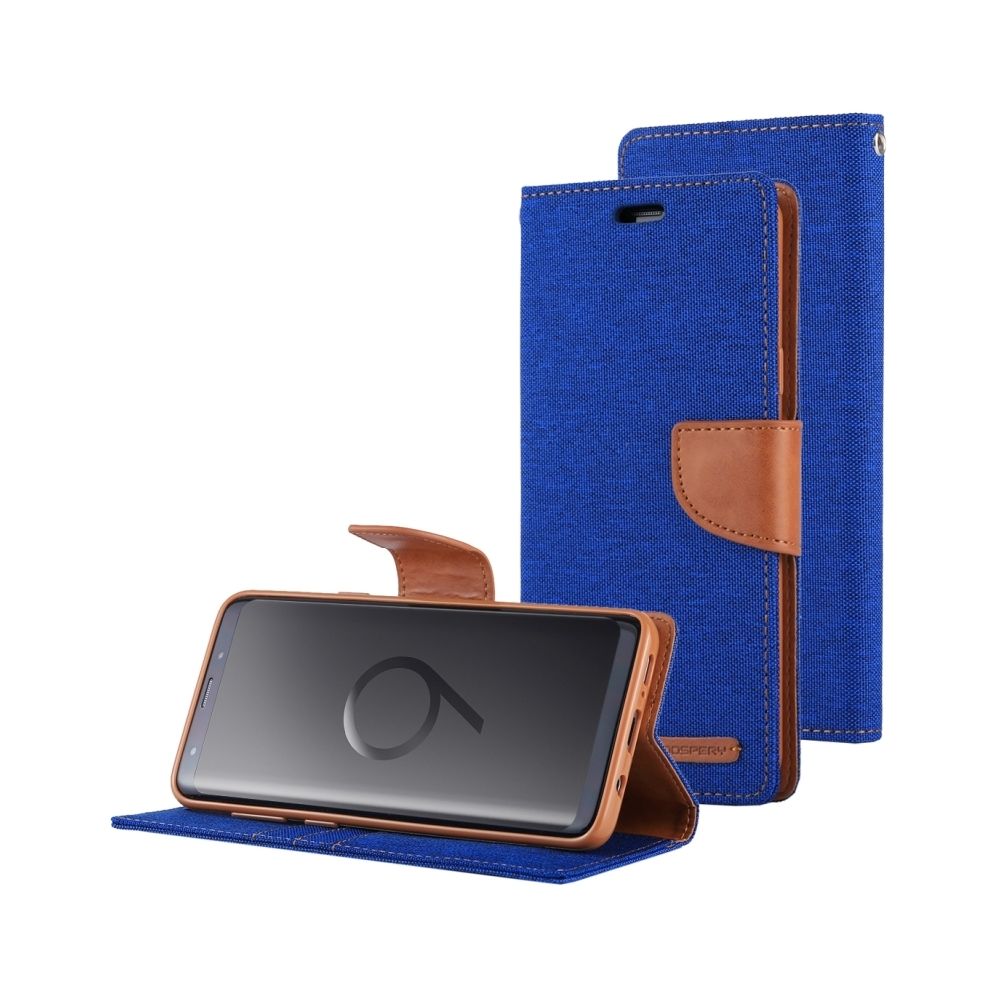 Wewoo - Housse Étui bleu pour Samsung Galaxy S9 toile horizontale flip en cuir avec titulaire et fentes CANVAS DIARY cartes porte-monnaie - Coque, étui smartphone