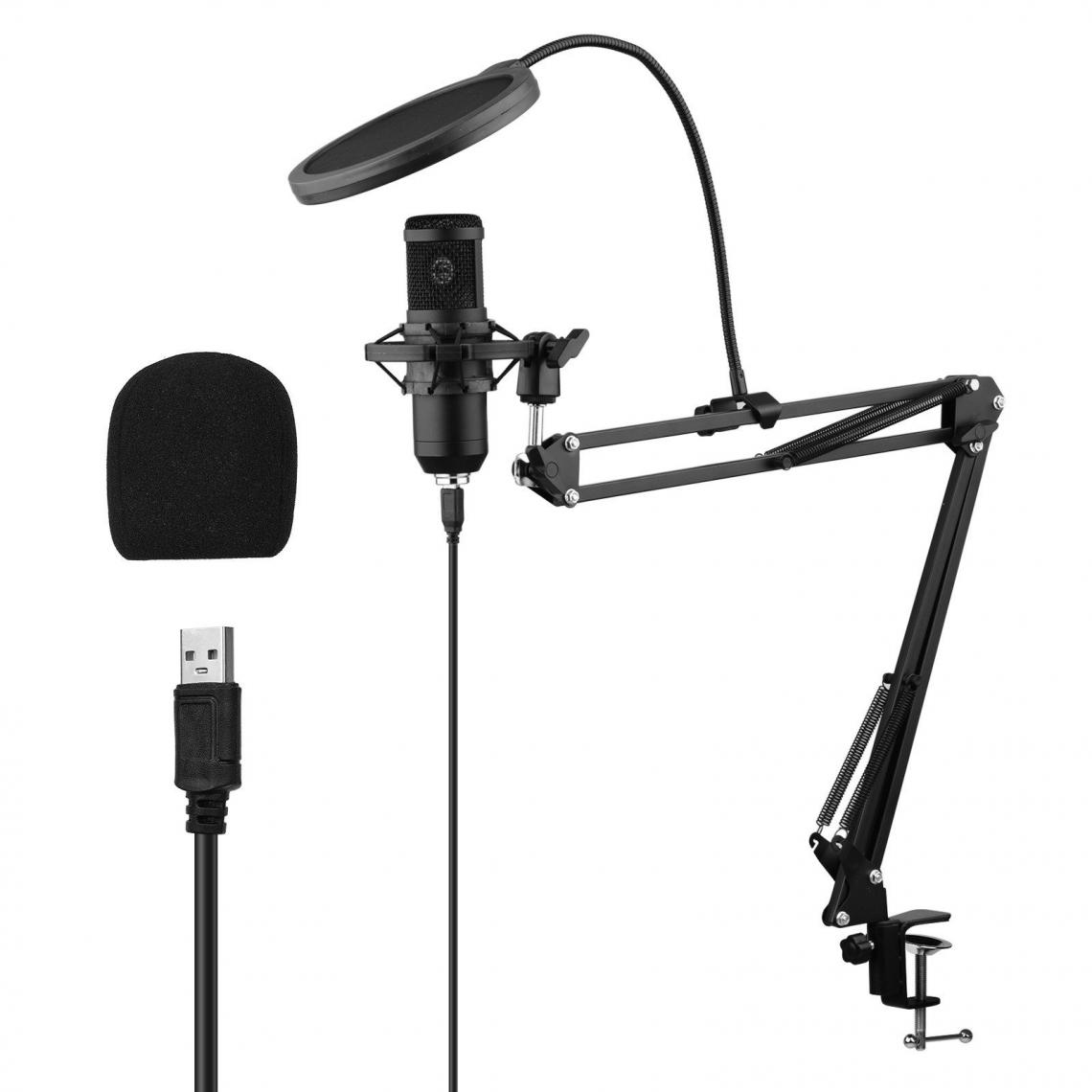 Justgreenbox - Ensemble de microphone à condensateur USB avec pince de montage de bureau Support de bras en ciseaux Manchon de filtre anti-pop Câble de montage antichoc - 1005001626156364 - Micros chant