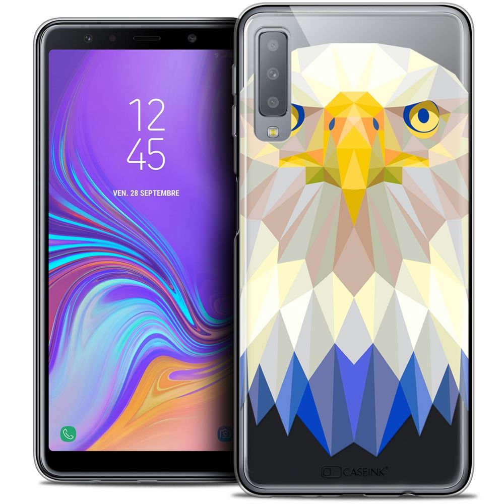 Caseink - Coque Housse Etui Pour Samsung Galaxy A7 (2018) A750 (6 ) [Crystal Gel HD Polygon Series Animal - Souple - Ultra Fin - Imprimé en France] Aigle - Coque, étui smartphone