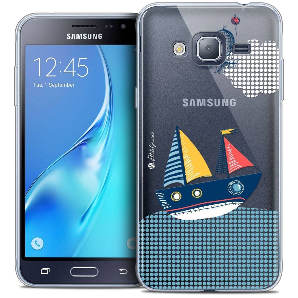 Caseink - Coque Housse Etui Samsung Galaxy J3 2016 (J320) [Crystal HD Collection Petits Grains ? Design MVE Le Bateau - Rigide - Ultra Fin - Imprimé en France] - Coque, étui smartphone