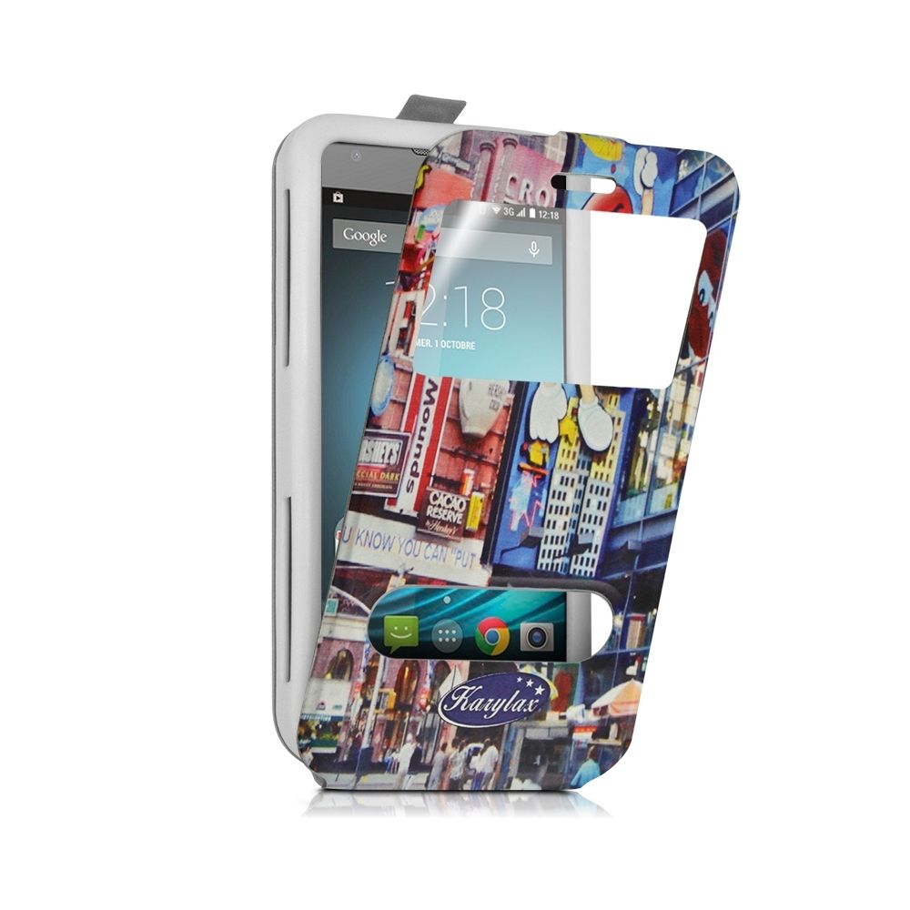 Karylax - Etui Coque Silicone S-View Motif KJ26 Universel L pour Logicom L-ement 500 - Autres accessoires smartphone