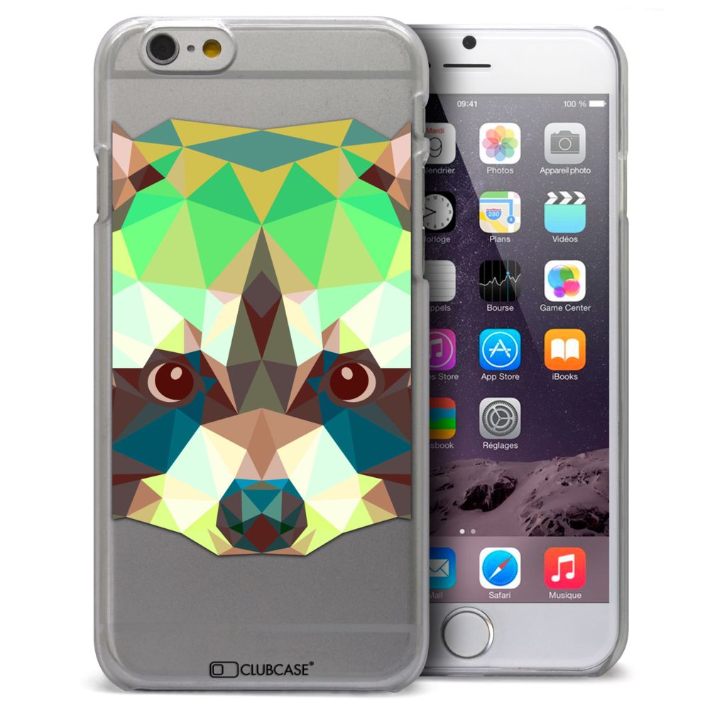 Caseink - Coque Housse Etui iPhone 6 / 6s 4.7 [Crystal HD Polygon Series Animal - Rigide - Ultra Fin - Imprimé en France] - Raton Laveur - Coque, étui smartphone
