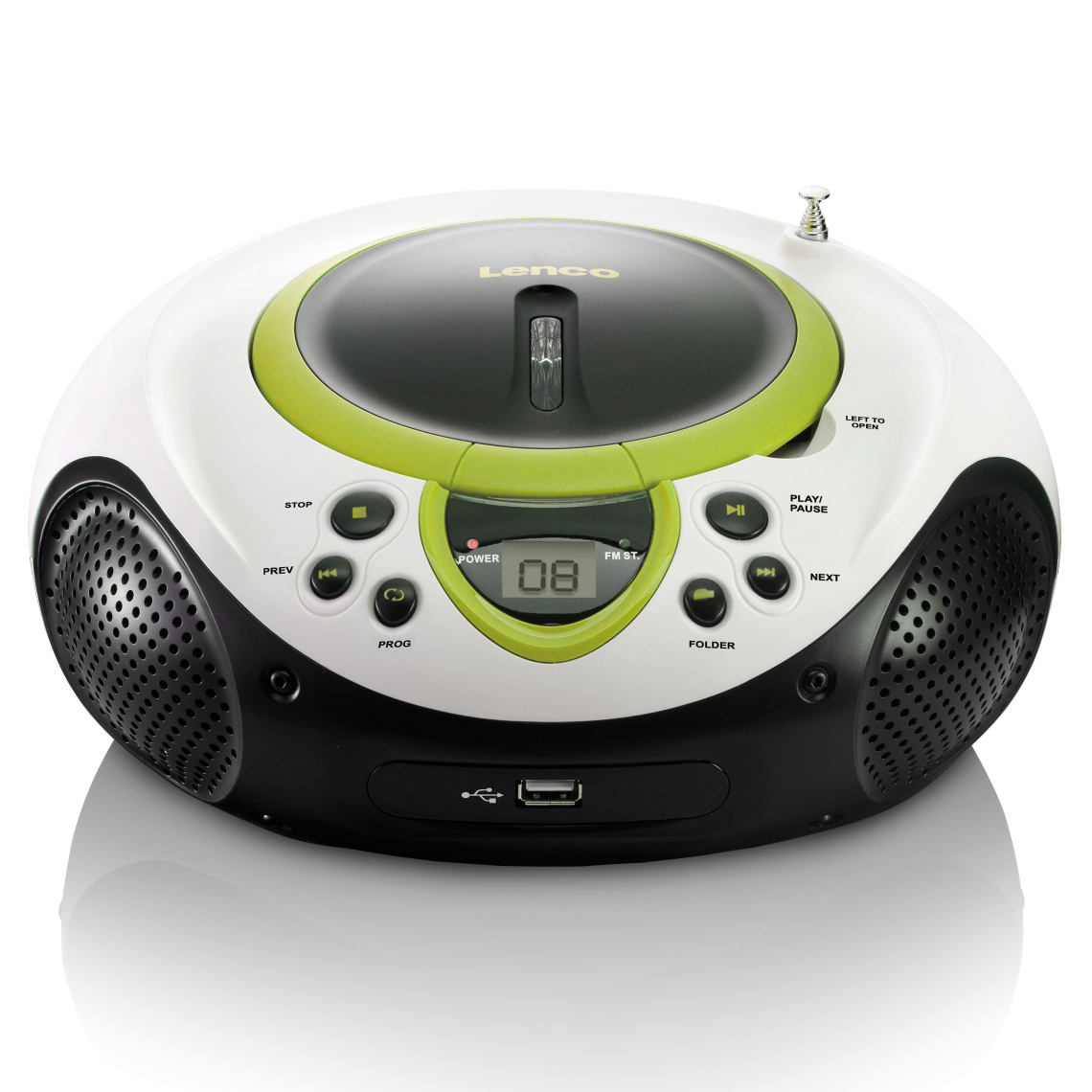 Lenco - Radio portable FM et lecteur CD/USB SCD-38 USB Green Vert-Blanc - Lecteurs CD