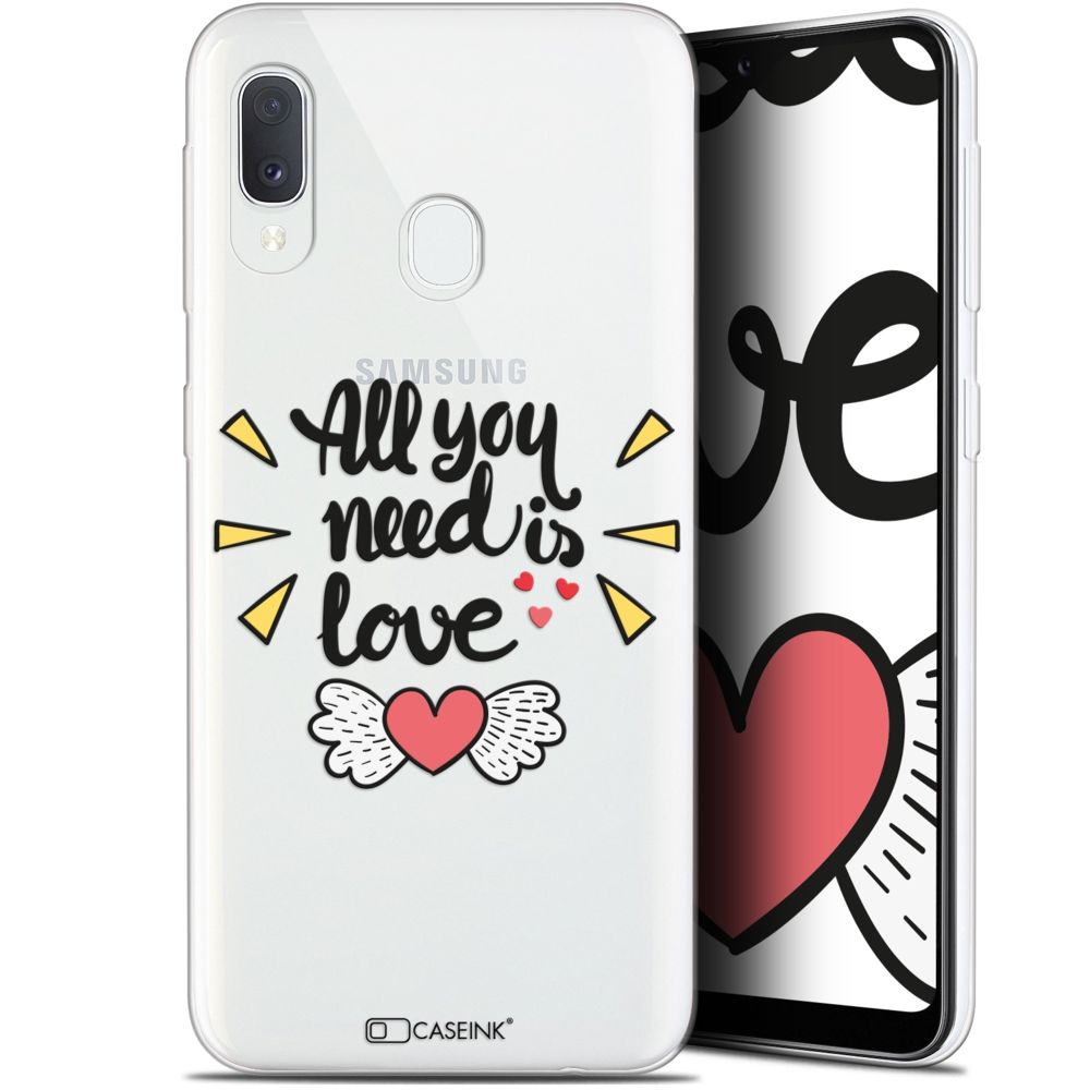 Caseink - Coque Pour Samsung Galaxy A20E (5.8 ) [Gel HD Collection Love Saint Valentin Design All U Need Is - Souple - Ultra Fin - Imprimé en France] - Coque, étui smartphone
