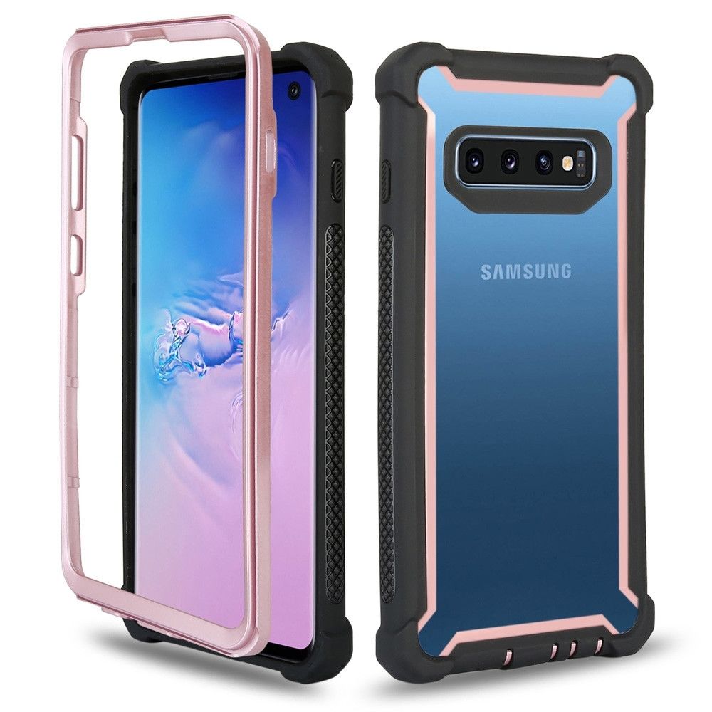 Wewoo - Coque Renforcée Étui transparent tout inclus antichoc aux quatre coins pour Galaxy S10 + or rose - Coque, étui smartphone