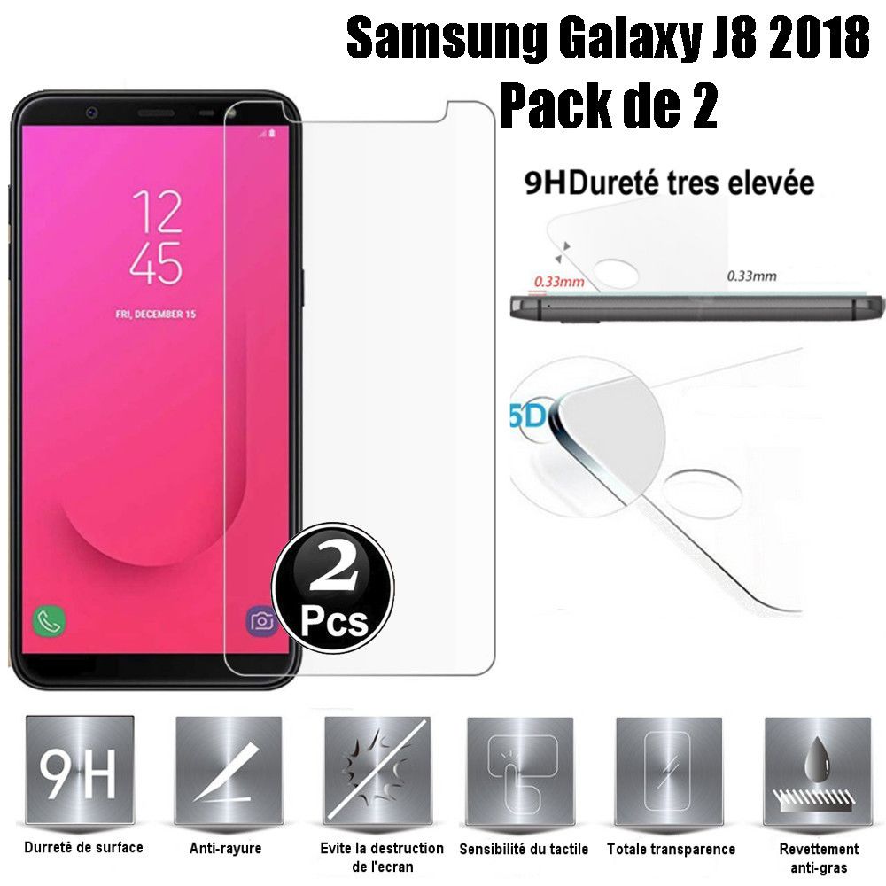 marque generique - Samsung Galaxy J8 2018 Vitre protection d'ecran en verre trempé incassable lot de X2 Glass - Autres accessoires smartphone