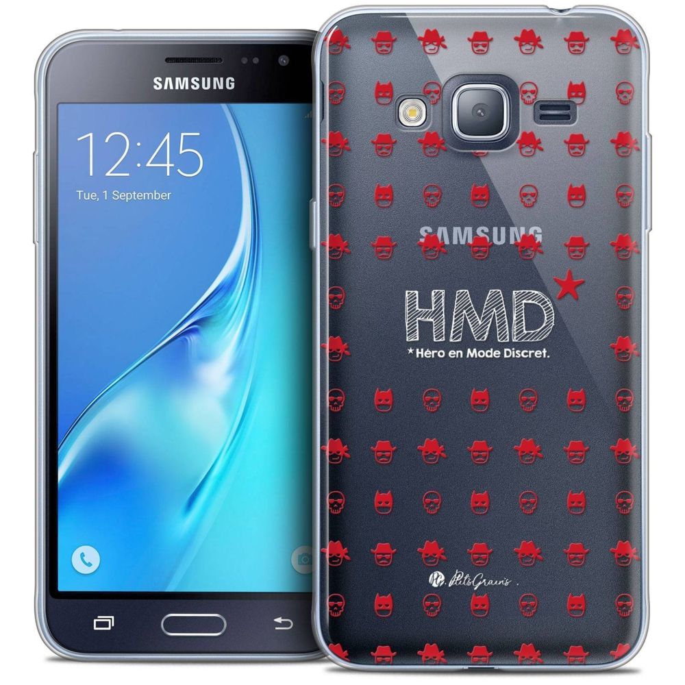 Caseink - Coque Housse Etui Samsung Galaxy J3 2016 (J320) [Crystal HD Collection Petits Grains ? Design HMD* Hero en Mode Discret - Rigide - Ultra Fin - Imprimé en France] - Coque, étui smartphone