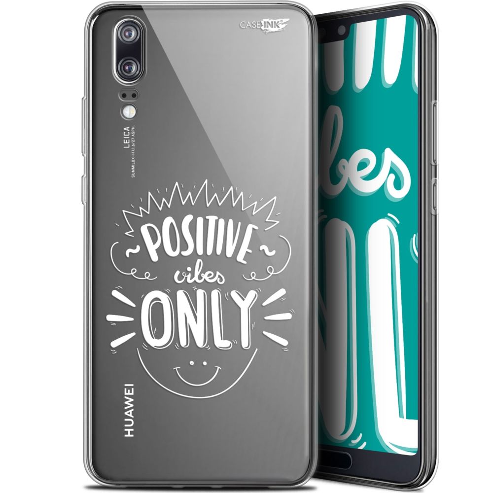 Caseink - Coque arrière Huawei P20 (5.8 ) Gel HD [ Nouvelle Collection - Souple - Antichoc - Imprimé en France] Positive Vibes Only - Coque, étui smartphone