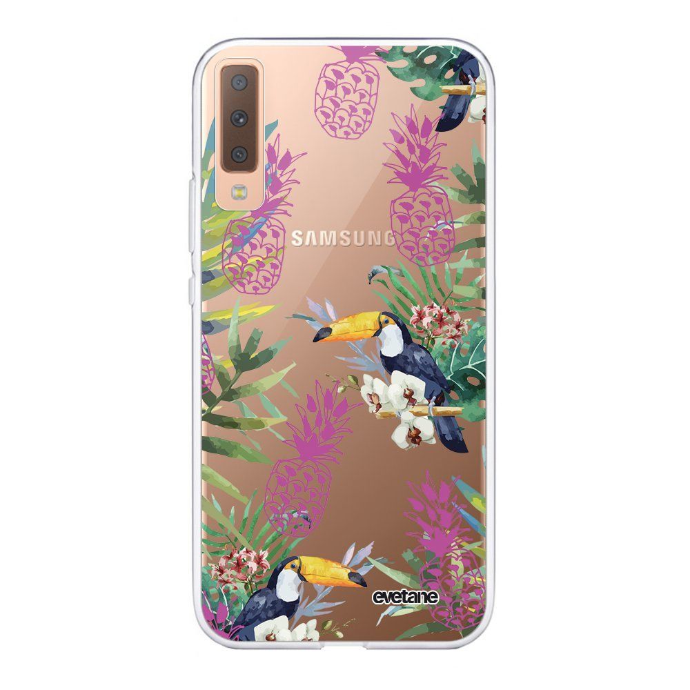 Evetane - Coque Samsung Galaxy A7 2018 souple transparente Jungle Tropicale Motif Ecriture Tendance Evetane. - Coque, étui smartphone