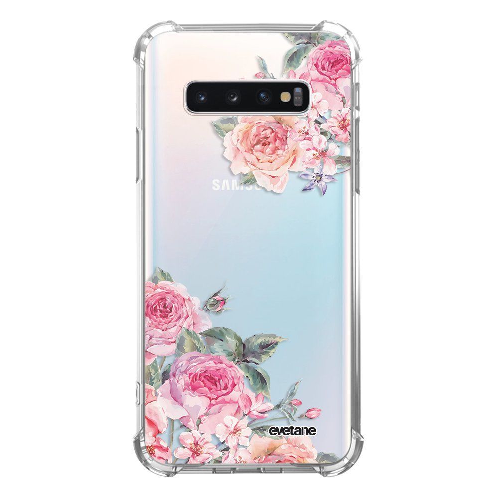 Evetane - Coque Samsung Galaxy S10 Plus anti-choc souple avec angles renforcés transparente Roses roses Evetane - Coque, étui smartphone