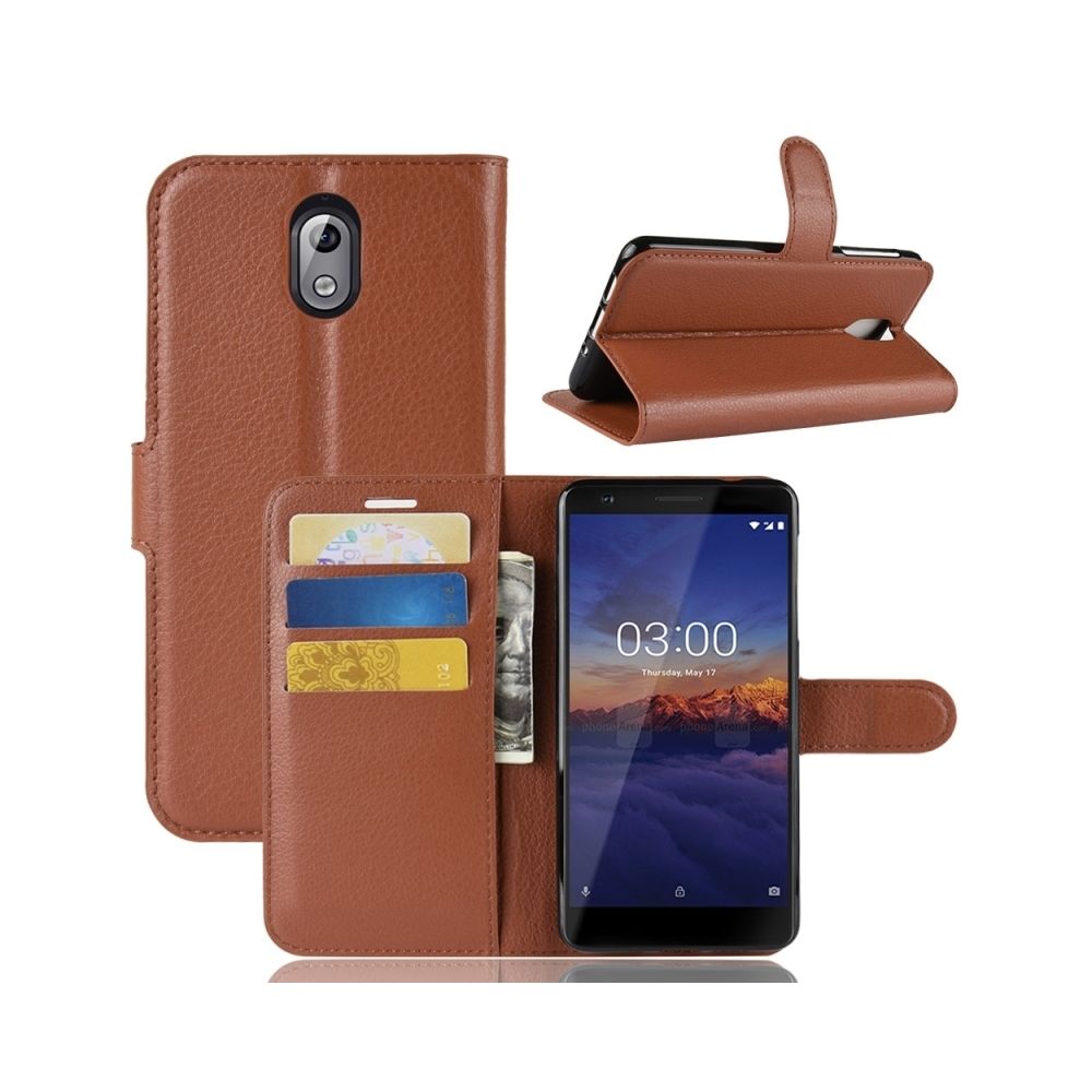 Wewoo - Housse Etui à Rabat en Cuir Litchi Texture pour Nokia 3.1, avec porte-monnaie & & fentes cartes marron - Coque, étui smartphone