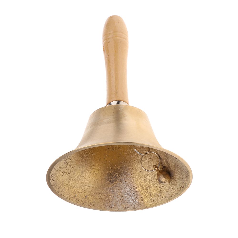 marque generique - Cloche à main en cuivre vintage avec manche en bois 8 x 15cm - Accessoires percussions