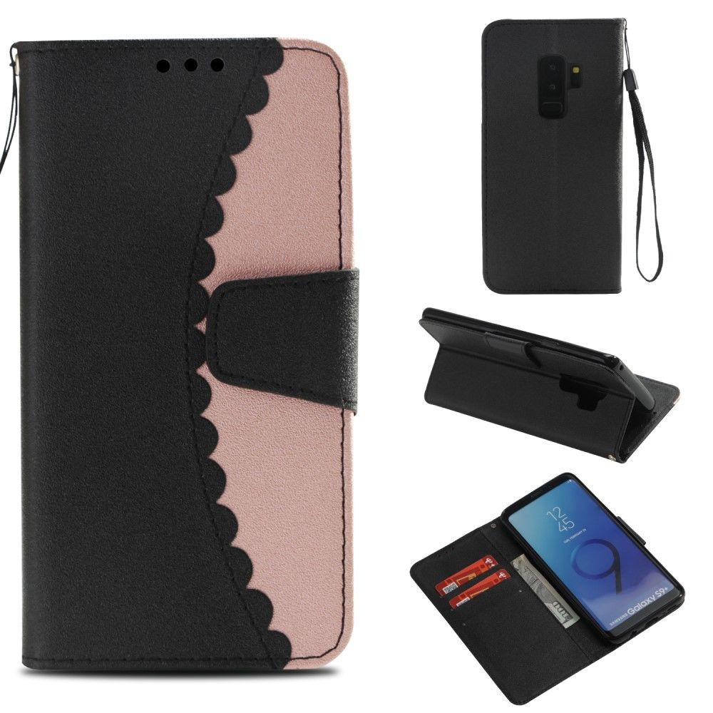 marque generique - Etui en PU épissage bi-couleur couleur noir/or rose pour votre Samsung Galaxy S9 Plus SM-G965 - Autres accessoires smartphone