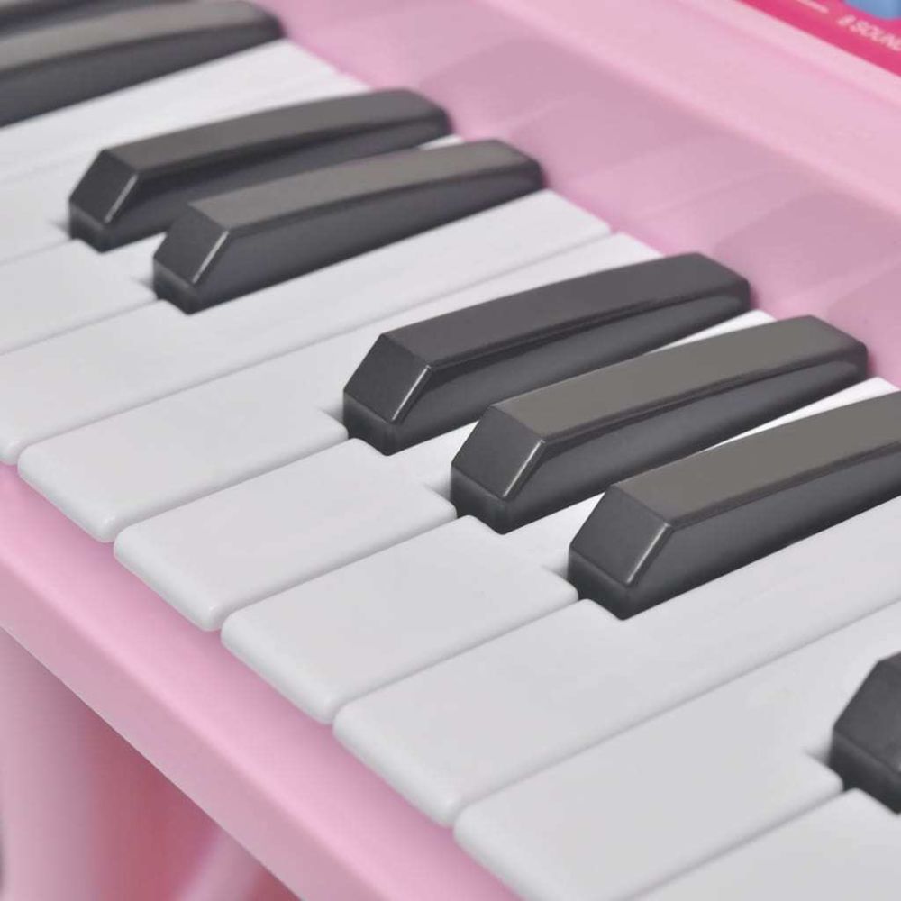 marque generique - Icaverne - Instruments de jeu famille Piano avec 37 touches et tabouret/microphone jouet pour enfants Rose - Pianos acoustiques