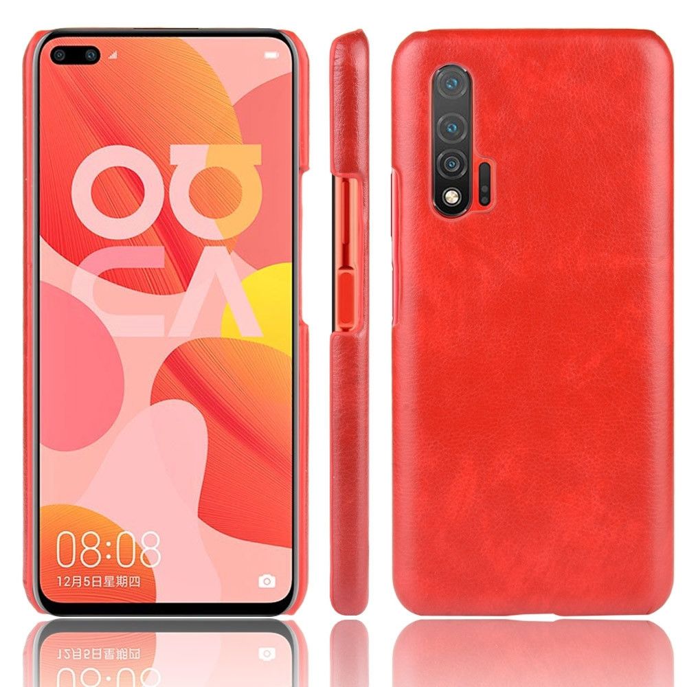 Wewoo - Coque Pour Huawei Nova 6 5G Shockproof Litchi Texture PC + PU Case Red - Coque, étui smartphone
