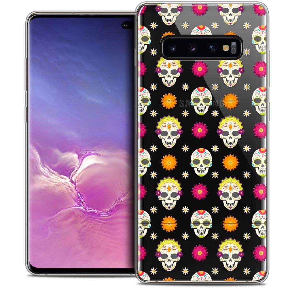 Caseink - Coque Housse Etui Pour Samsung Galaxy S10+ (6.4 ) [Crystal Gel HD Collection Halloween Design Skull Halloween - Souple - Ultra Fin - Imprimé en France] - Coque, étui smartphone