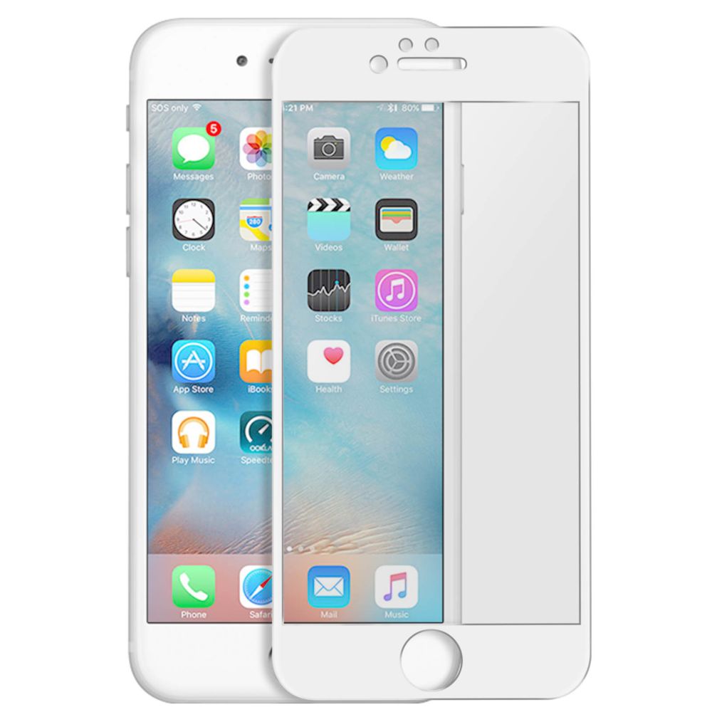 Avizar - Film Écran iPhone 6 et 6S Verre Trempé 9H Biseauté Transparent Bord blanc - Protection écran smartphone