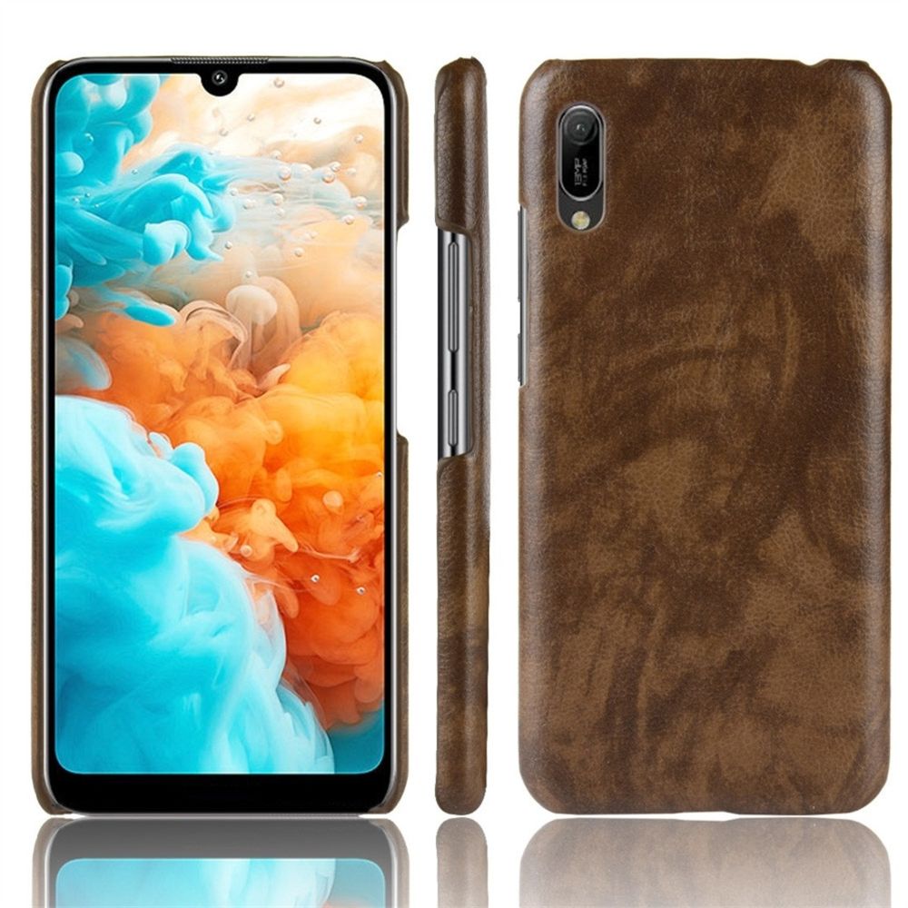 Wewoo - Coque Étui de protection PC + PU antichoc Litchi Texture pour Huawei Y6 Pro 2019 marron - Coque, étui smartphone