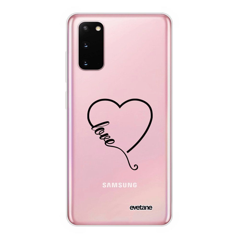 Evetane - Coque Samsung Galaxy S20 Plus souple transparente Coeur love Motif Ecriture Tendance Evetane - Coque, étui smartphone