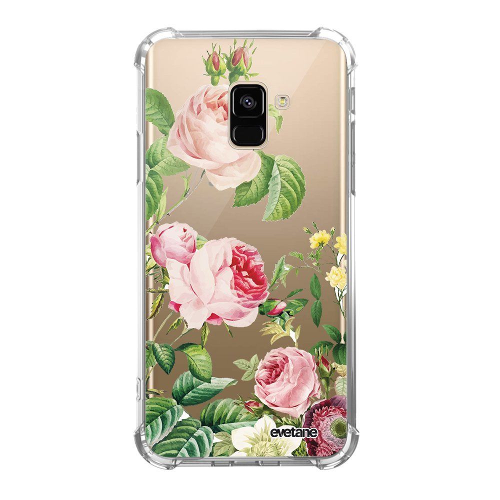 Evetane - Coque Samsung Galaxy A8 2018 anti-choc souple avec angles renforcés Motifs Roses Evetane - Coque, étui smartphone