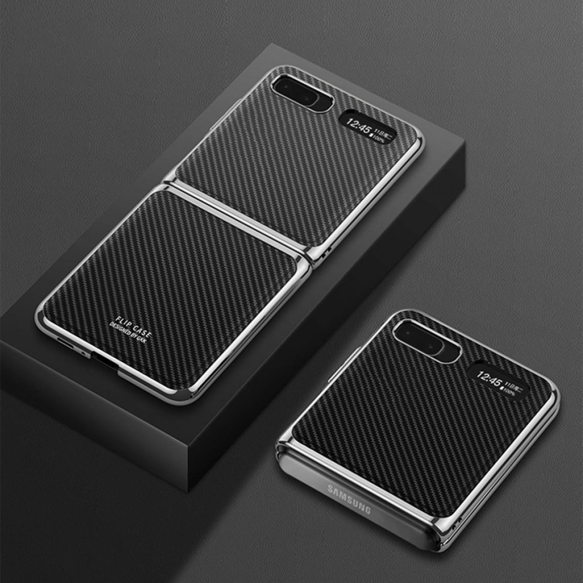 Other - Coque en TPU + PU pli de galvanoplastie Fibre de carbone noire pour votre Samsung Galaxy Z Flip - Coque, étui smartphone