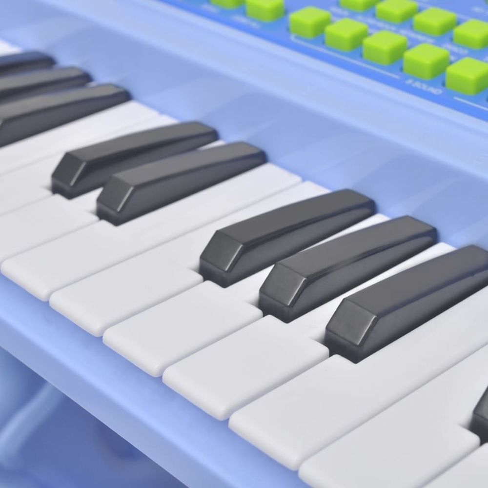 marque generique - Icaverne - Instruments de jeu selection Piano avec 37 touches et tabouret/microphone jouet pour enfants Bleu - Pianos acoustiques