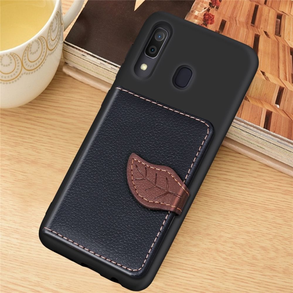 Wewoo - Coque Renforcée Litchi Pattern Card Bag Support de portefeuille + TPU Phone Case avec fente pour carte de Fonction Galaxy A30 Noir - Coque, étui smartphone