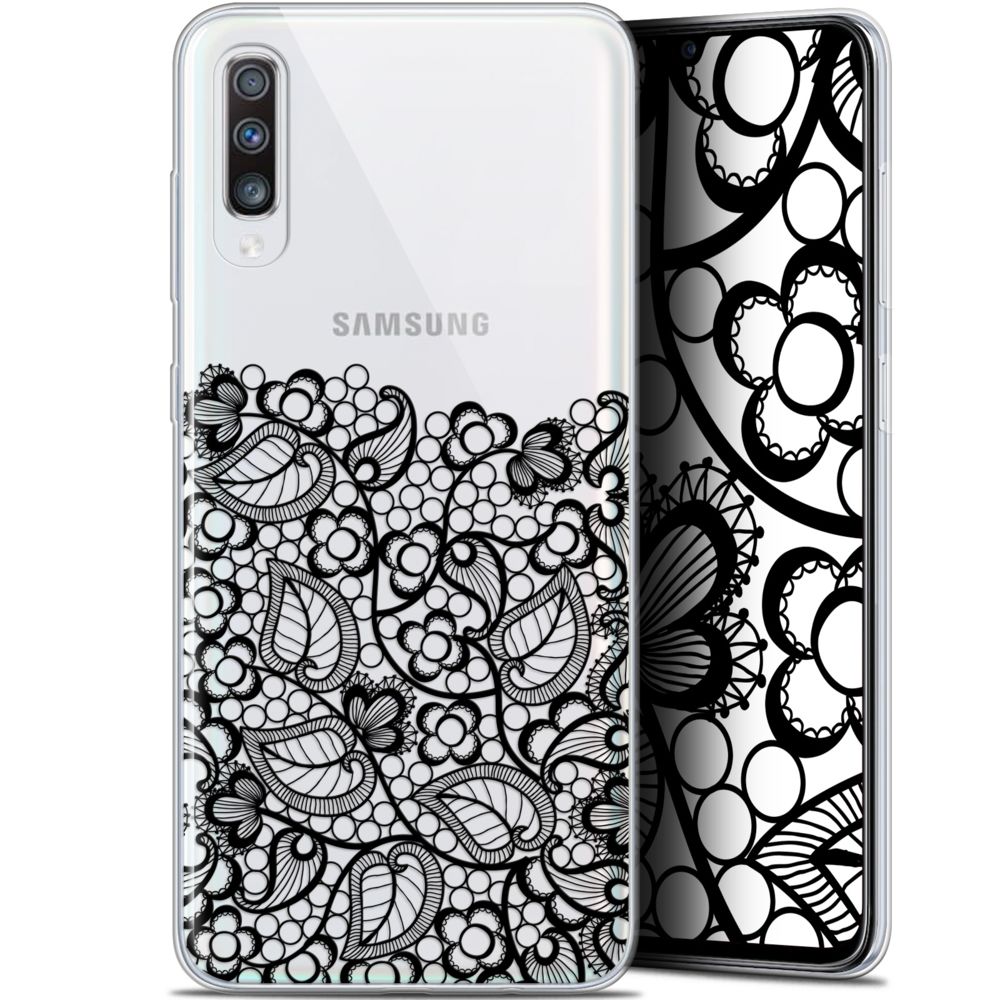 Caseink - Coque Pour Samsung Galaxy A70 (6.7 ) [Gel HD Collection Spring Design Bas dentelle Noir - Souple - Ultra Fin - Imprimé en France] - Coque, étui smartphone