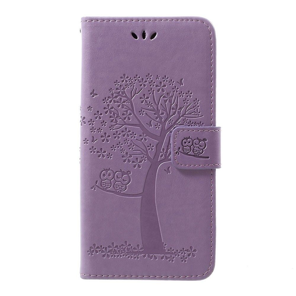 marque generique - Etui en PU chouette arboricole avec support violet clair pour votre Samsung Galaxy A30/A20 - Coque, étui smartphone