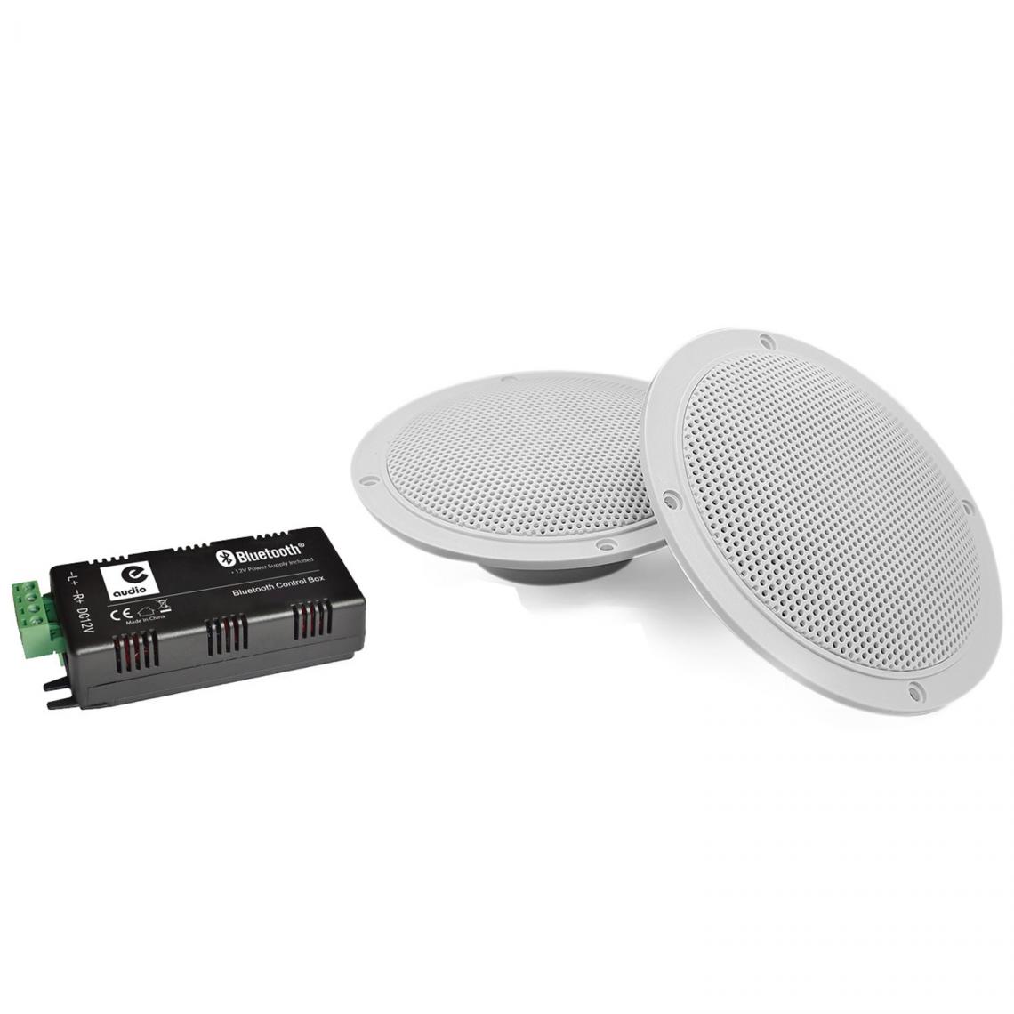 Leisure - Kit hifi haut-parleurs coniques 5" / 80W - Grille et résistance à l'eau avec Amplificateur Google Home Bluetooth Amazon Alexa - Hauts-parleurs