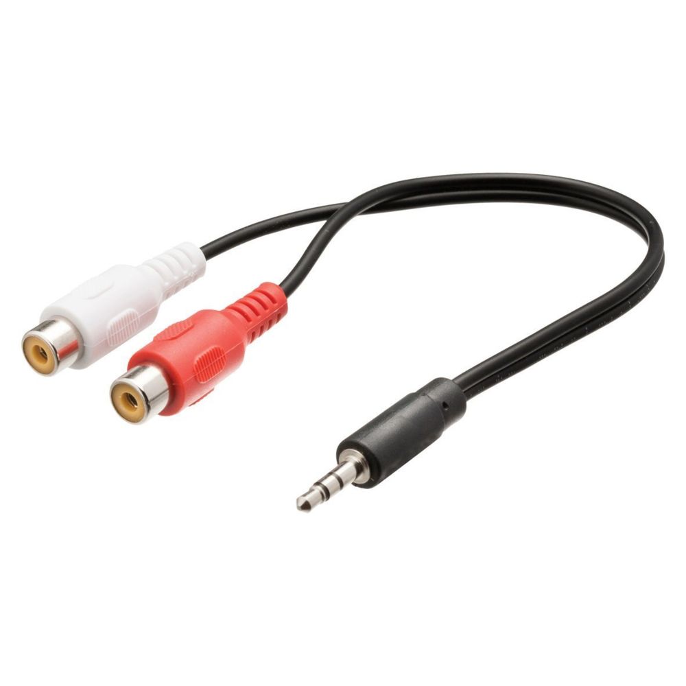 Ansell - Câble adaptateur audio Jack 3,5 mm stéréo mâle vers 2x RCA femelles 0,20 m noir - accessoires cables meubles supports
