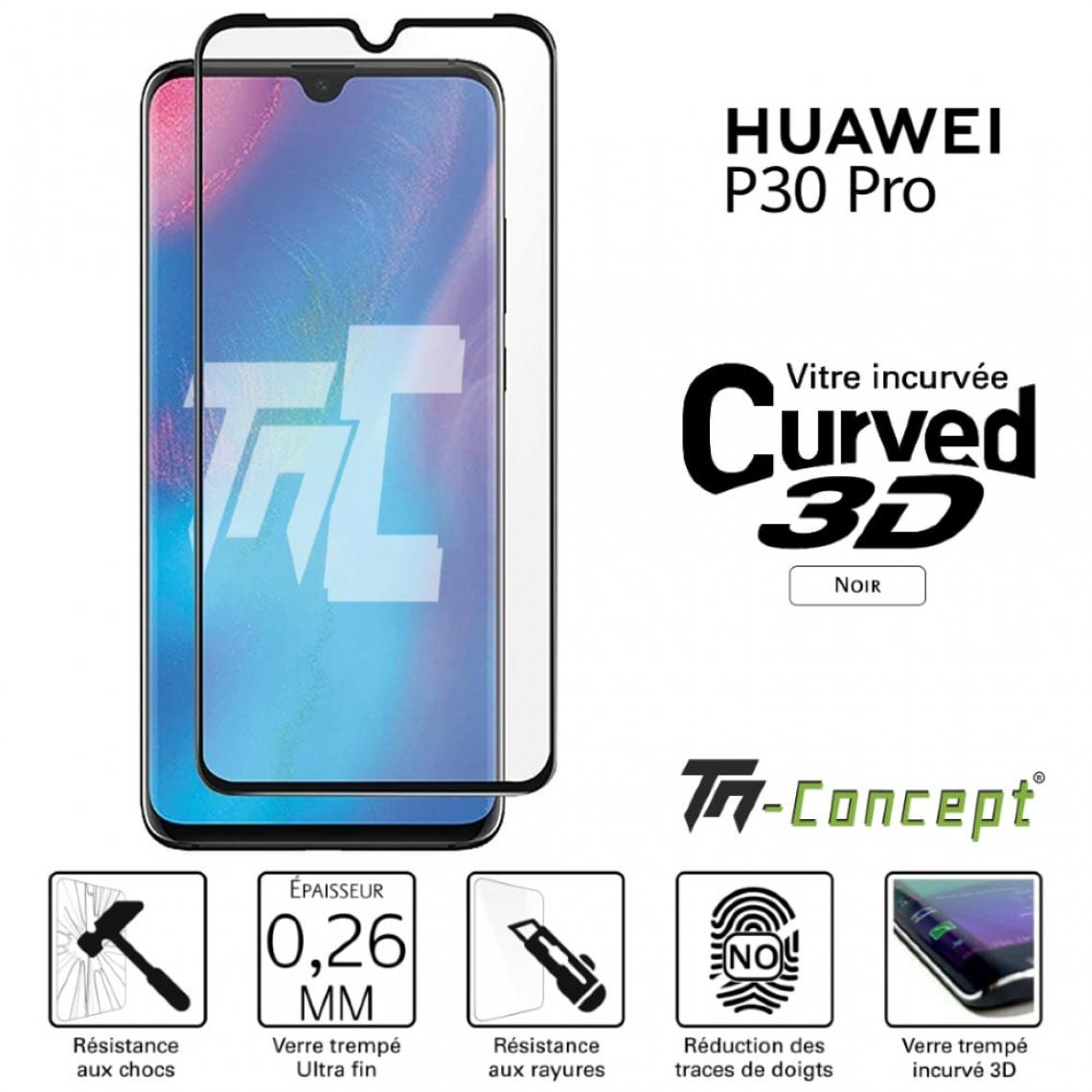 Tm Concept - Verre trempé 3D - Huawei P30 Pro - Noir - TM Concept® - Protection écran smartphone