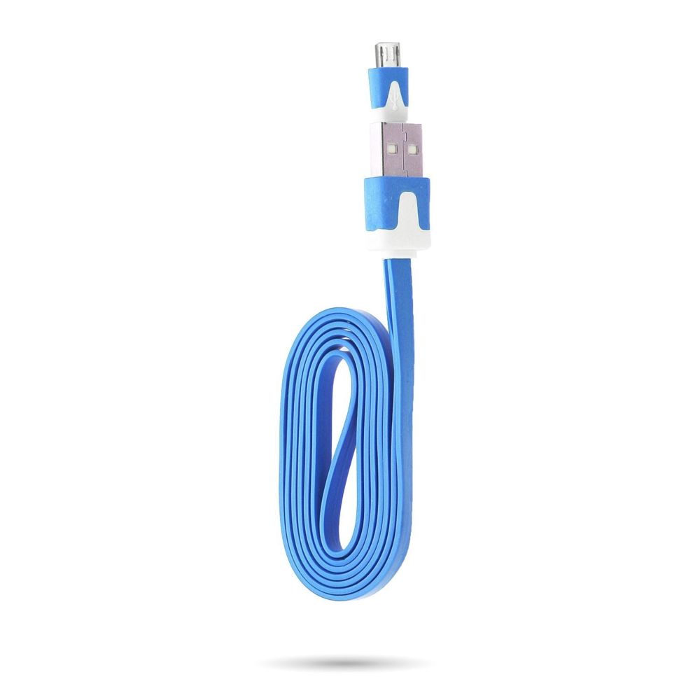 Shot - Cable Chargeur pour SAMSUNG Galaxy A6 USB / Micro USB 1m Noodle Universel Connecteur Syncronisation (BLEU) - Chargeur secteur téléphone