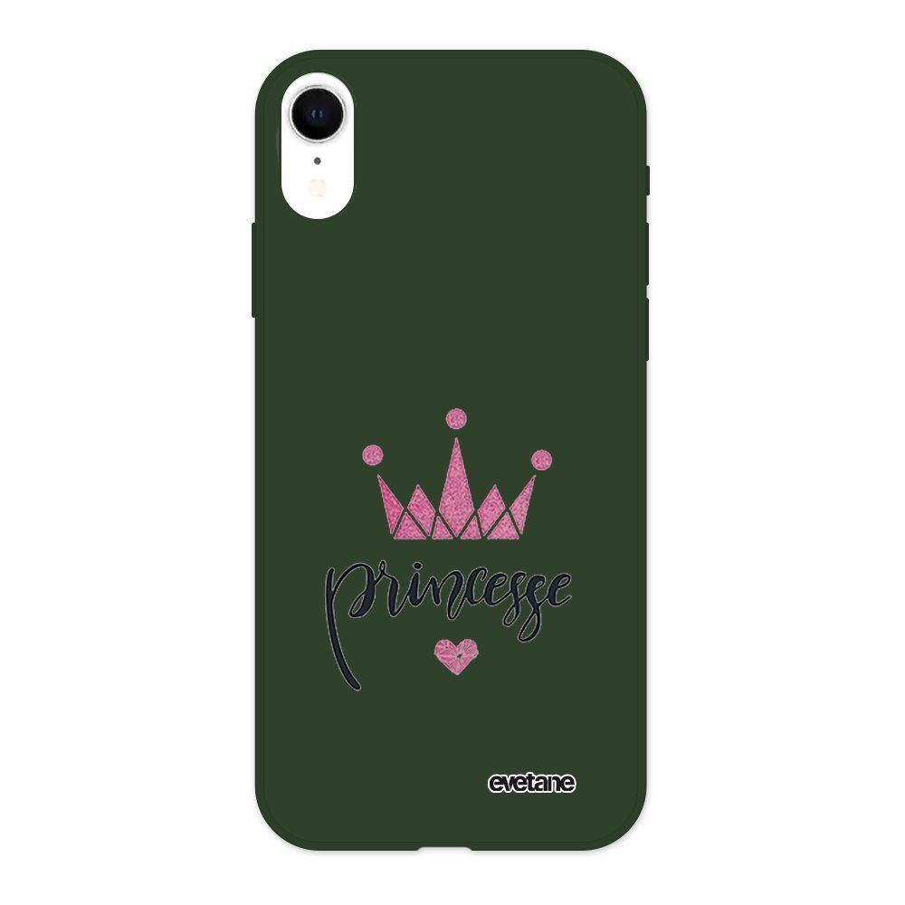 Evetane - Coque iPhone Xr Silicone Liquide Douce vert kaki Princesse Couronne Evetane. - Coque, étui smartphone