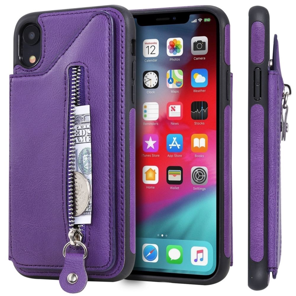 Wewoo - Housse Coque Pour étui de protection antichoc à double boucle à fermeture à glissière de couleur solide iPhone XR violet - Coque, étui smartphone