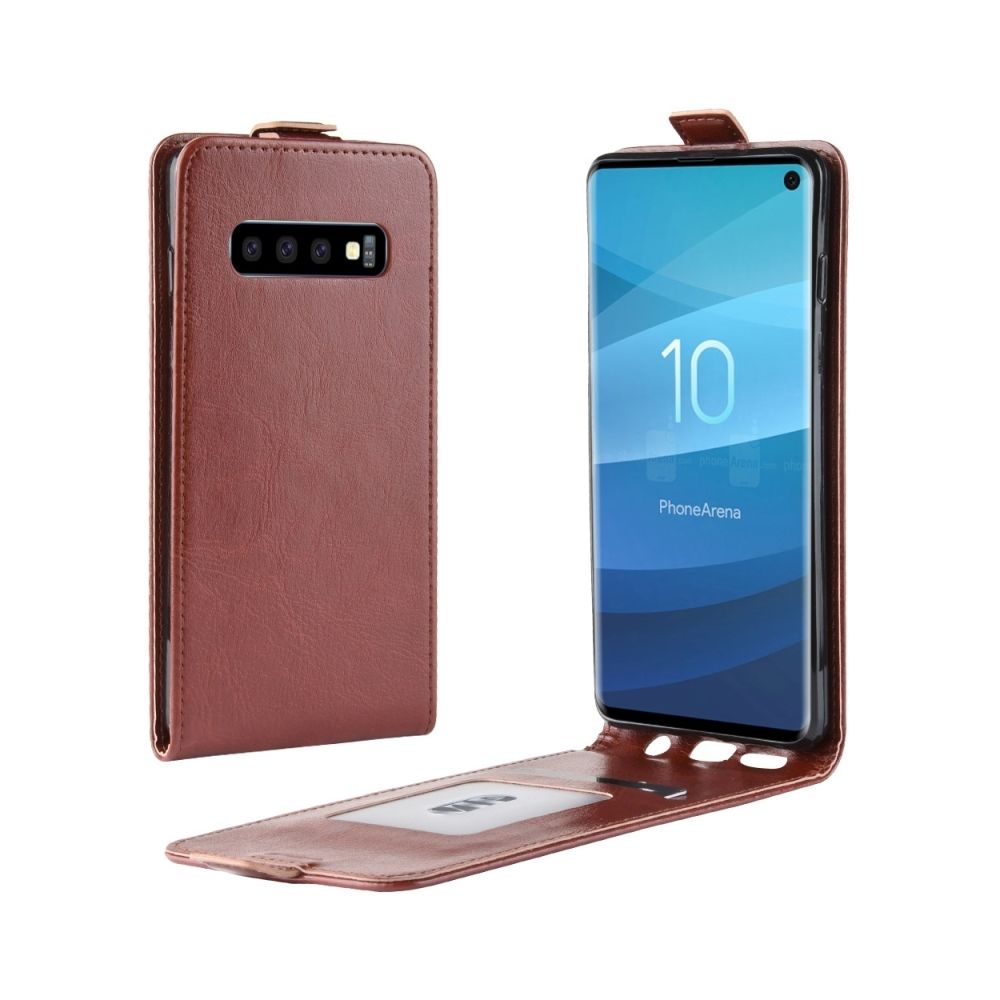 Wewoo - étuis en cuir Coque Housse Etui TPU à rabat vertical pour Business Style pour Galaxy S10, avec fente pour carte (Marron) - Coque, étui smartphone