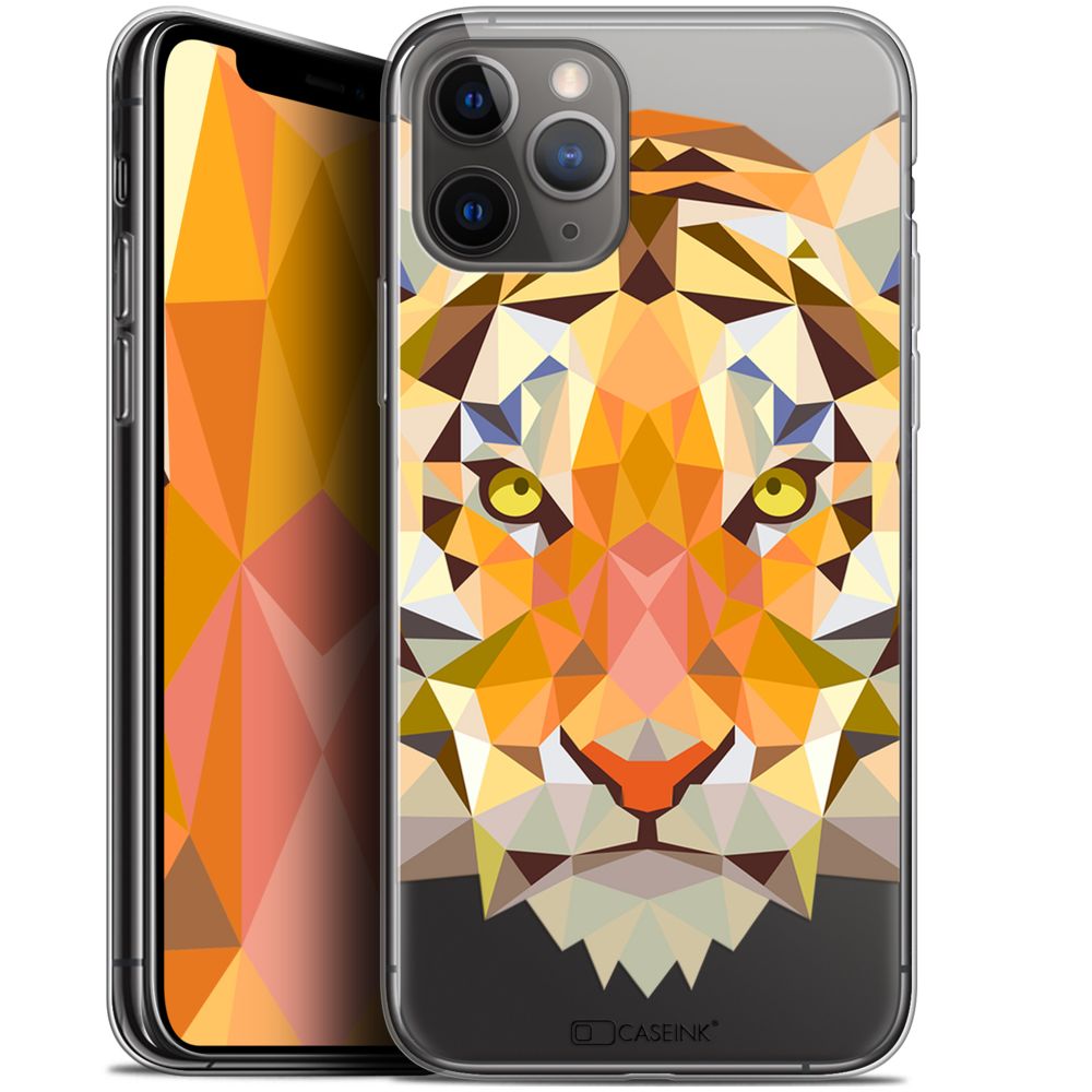 Caseink - Coque Pour Apple iPhone 11 Pro Max (6.5 ) [Gel HD Polygon Series Animal - Souple - Ultra Fin - Imprimé en France] Tigre - Coque, étui smartphone