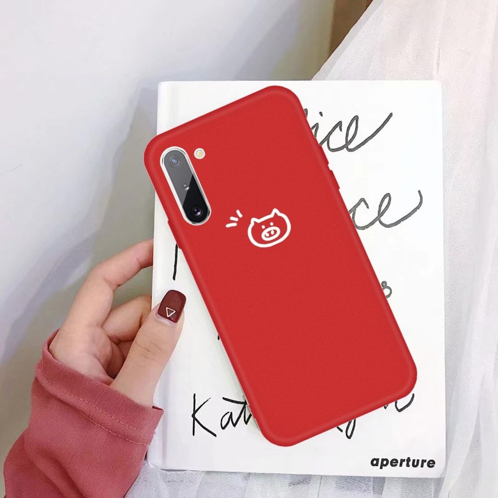 Wewoo - Housse Étui Coque Pour Galaxy Note10 Little Pig Pattern Frosted TPU de protection rouge - Coque, étui smartphone
