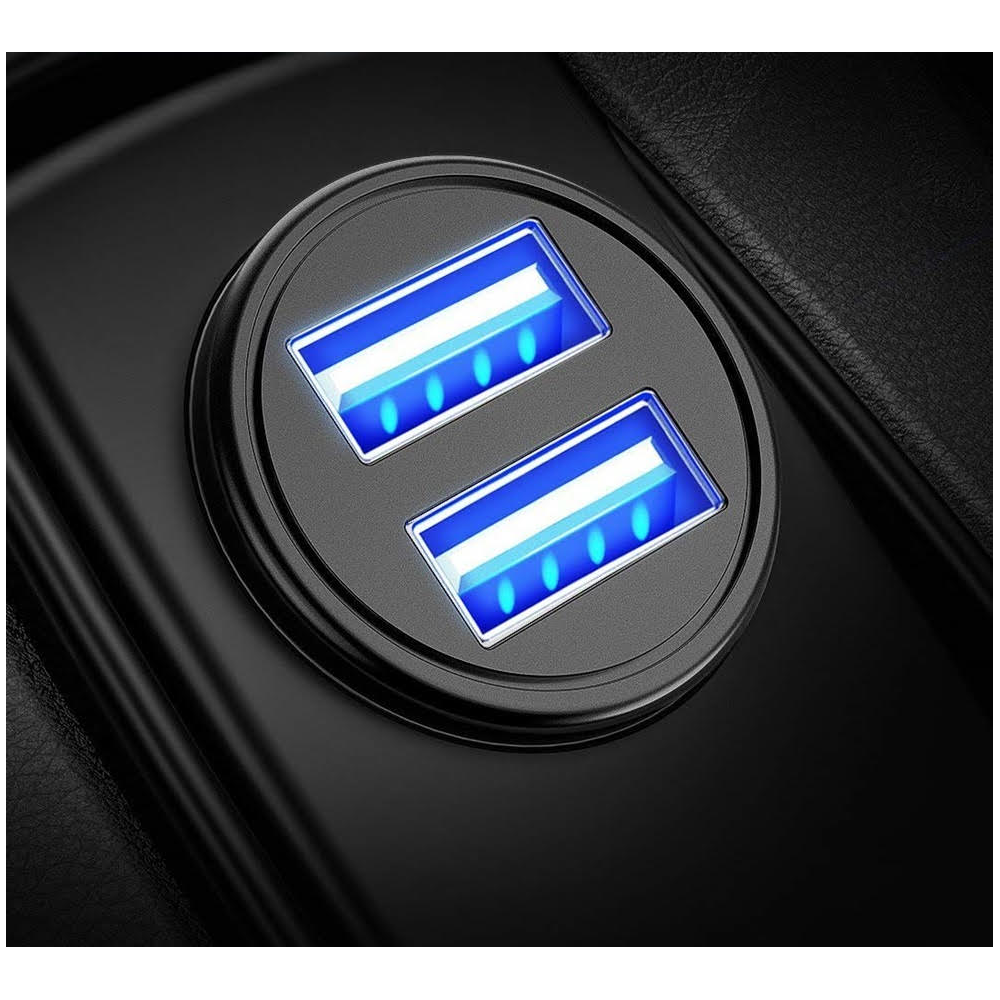 Shot - Mini Double Adaptateur Metal Allume Cigare USB pour SMART Voiture Prise Double 2 Ports Chargeur Universel - Support téléphone pour voiture