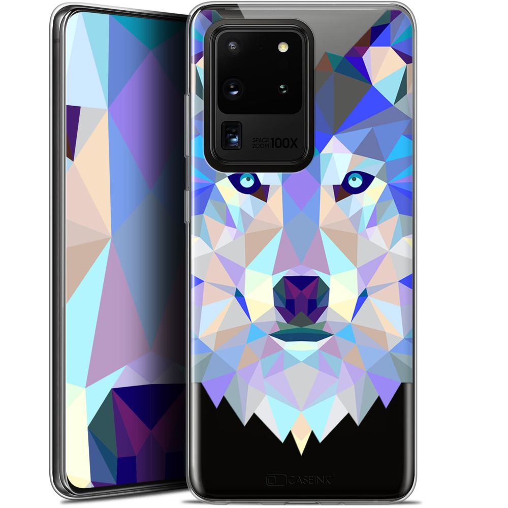 Caseink - Coque Pour Samsung Galaxy S20 Ultra (6.9 ) [Gel HD Polygon Series Animal - Souple - Ultra Fin - Imprimé en France] Loup - Coque, étui smartphone