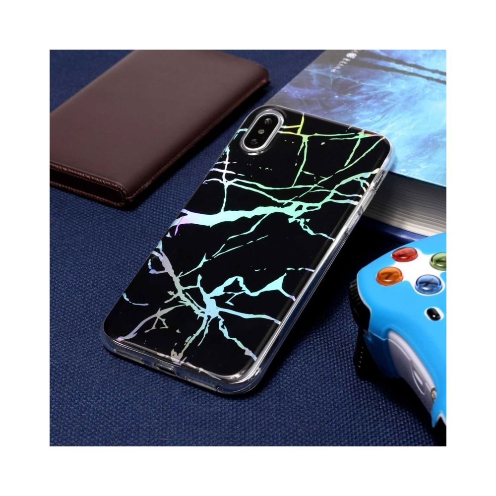 Wewoo - Coque noir pour iPhone X Or Marbre Motif Doux Etui de Protection Arrière - Coque, étui smartphone